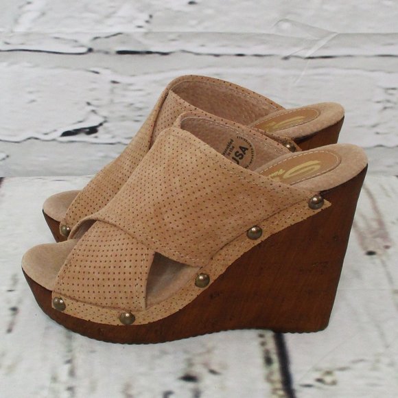 Sbicca Declan Suede Slide Platform Wedge Sandals - Picture 5 of 8